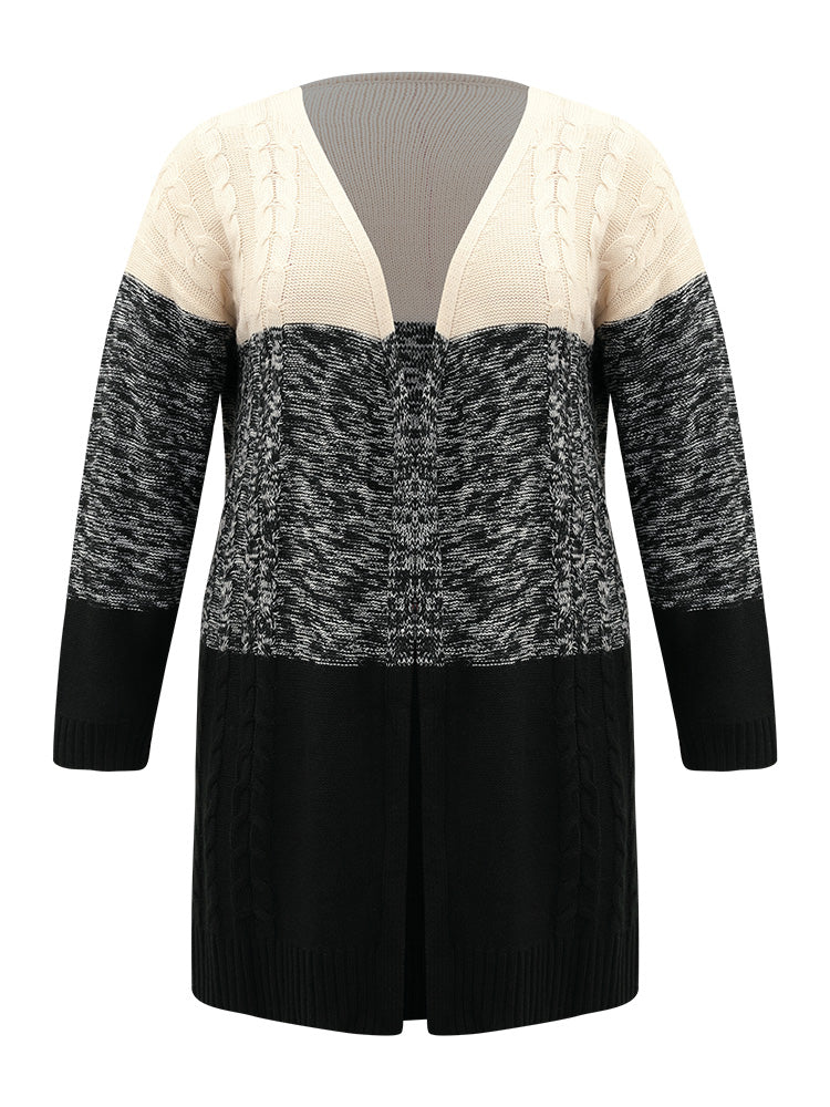 Colorblock Contrast Heather Open Front Cardigan - Image 8