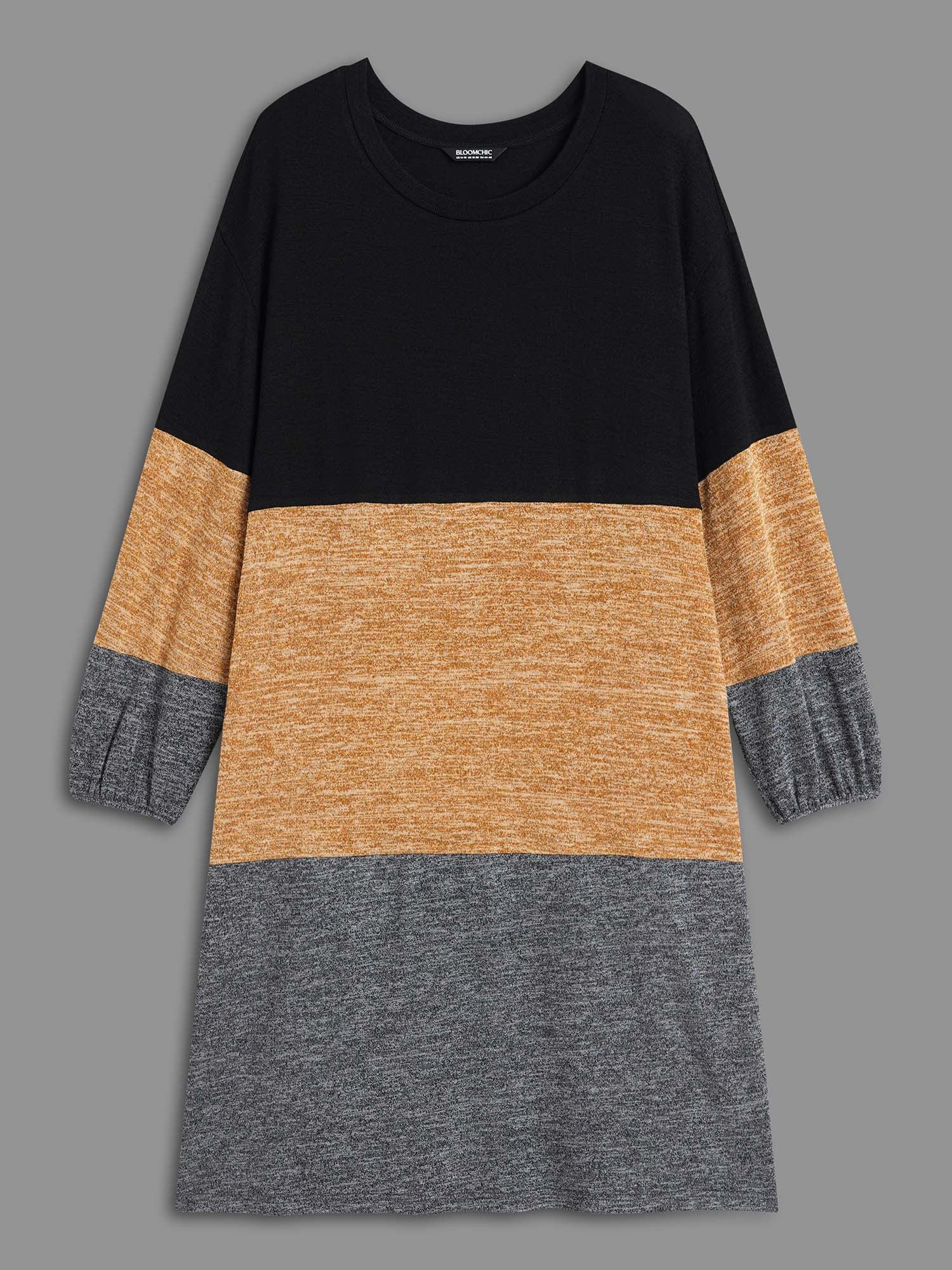 Colorblock Contrast Heather Pocket Knit Dress - Image 7