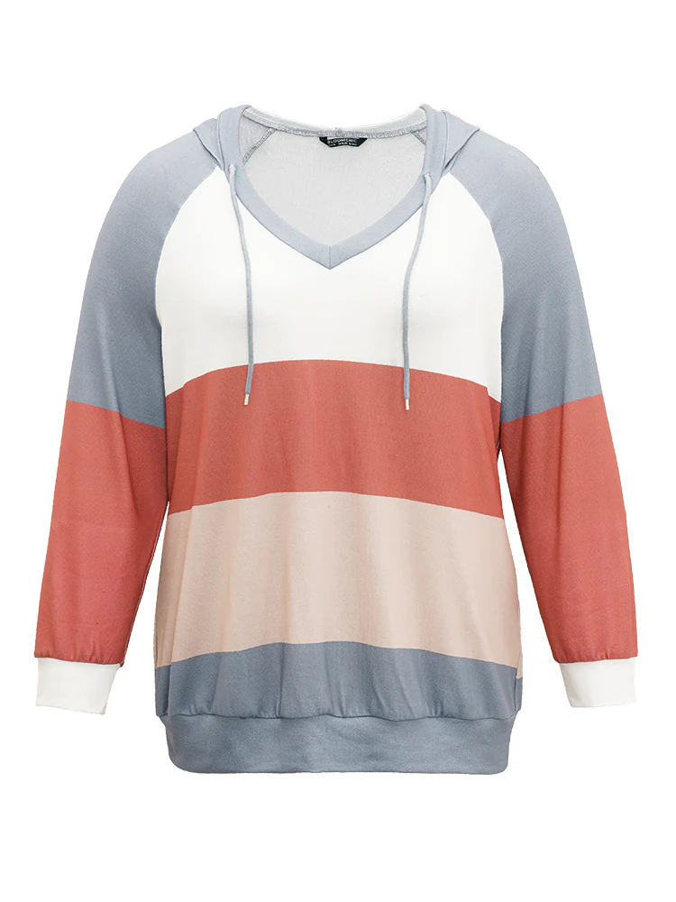 Colorblock Contrast Hooded Drawstring Sweatshirt - Image 13