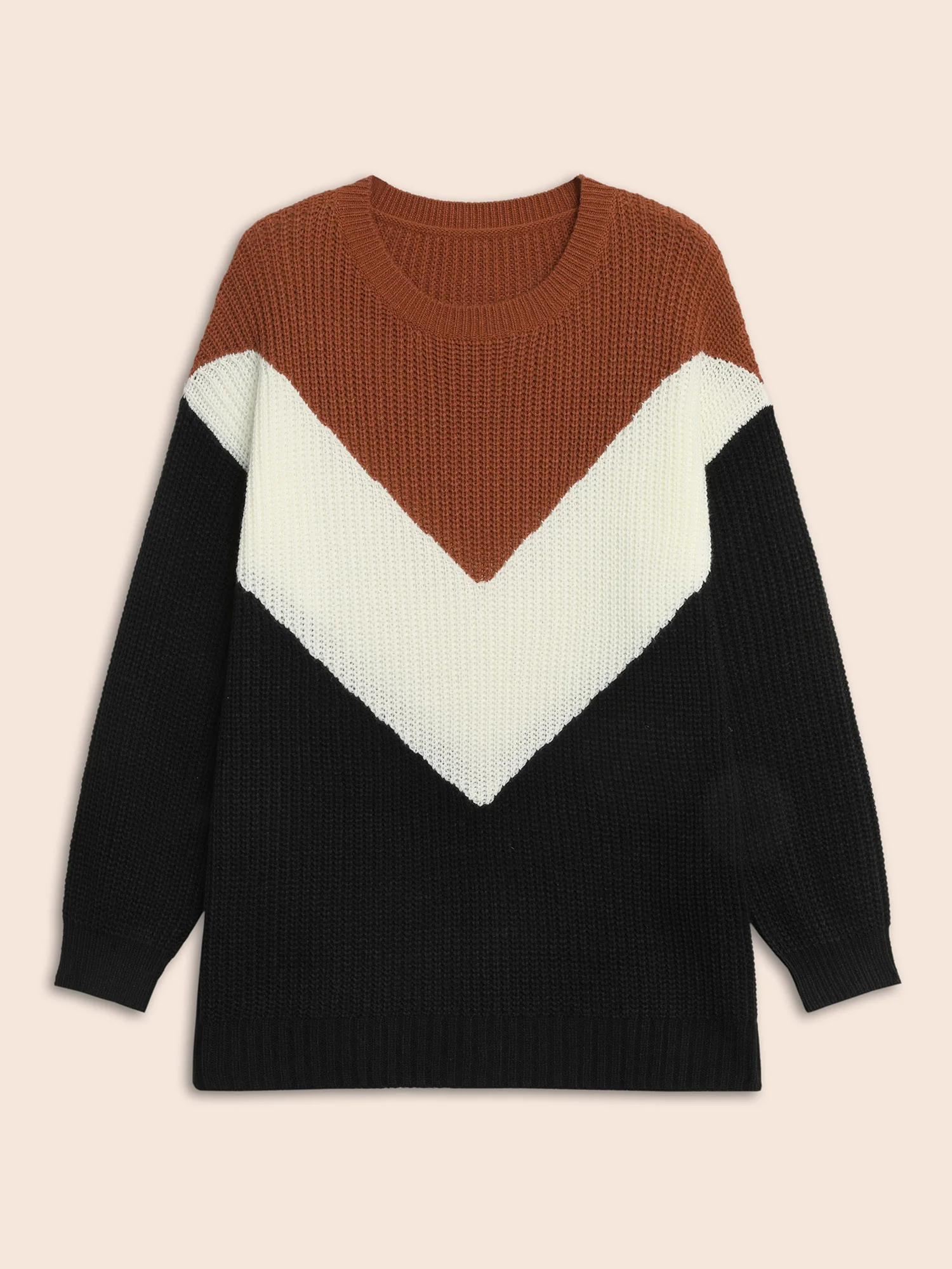 Colorblock Contrast Lantern Sleeve Pullover - Image 8