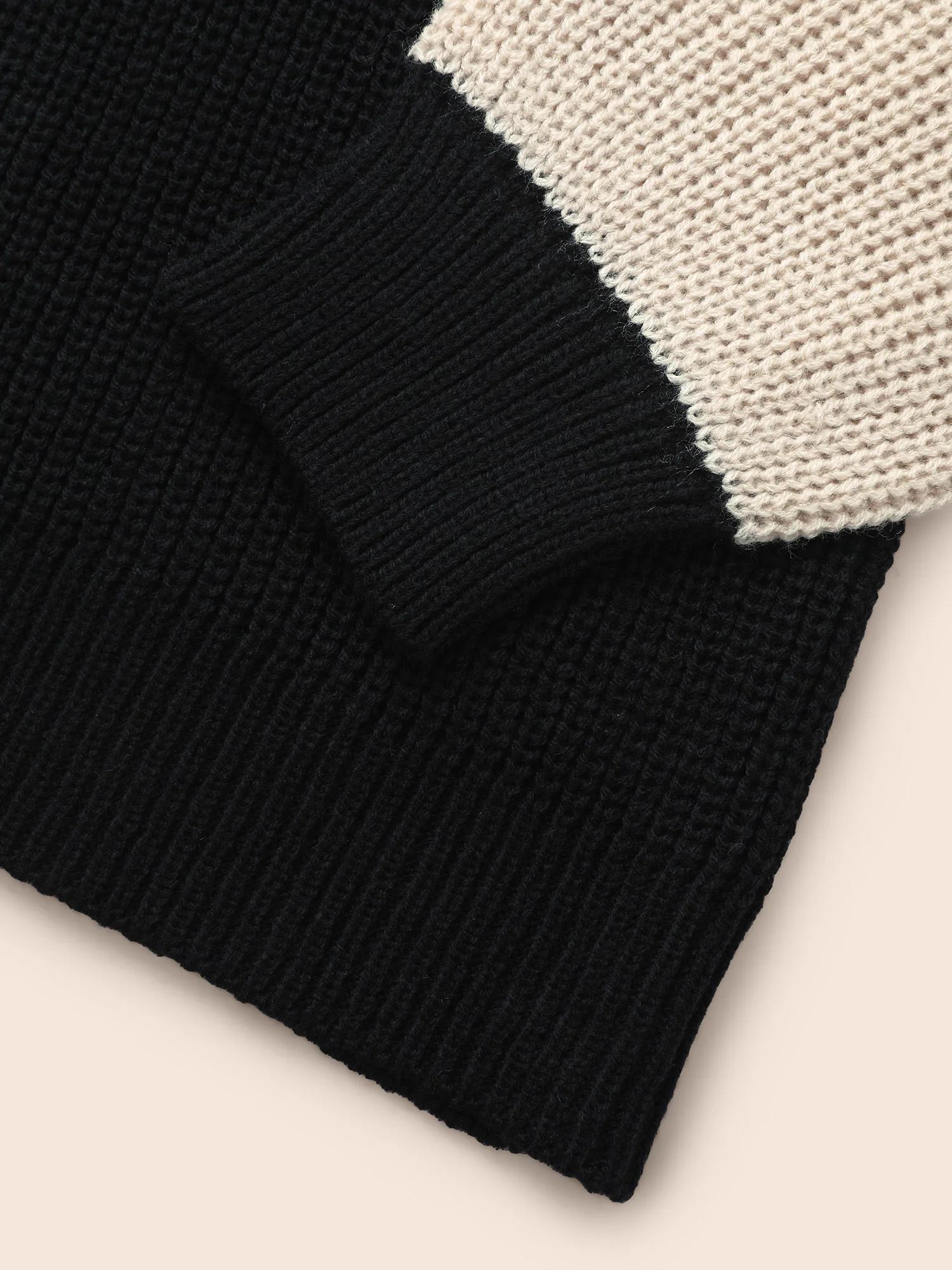 Colorblock Contrast Lapel Collar Texture Cardigan - Image 6