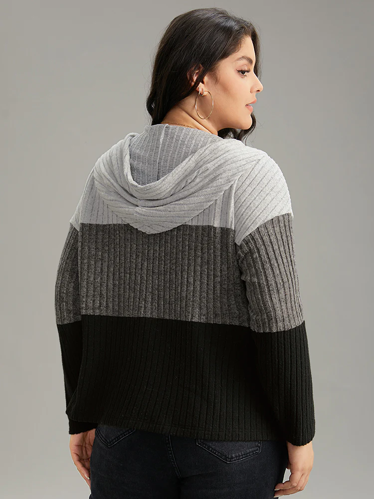 Colorblock Contrast O Ring Zipper Jacket - Image 2