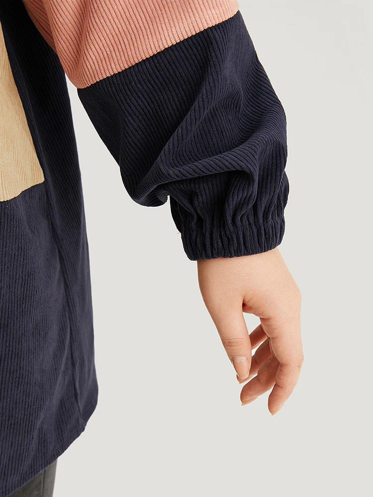 Colorblock Contrast Patchwork Pocket Button Through Jacket - Image 9