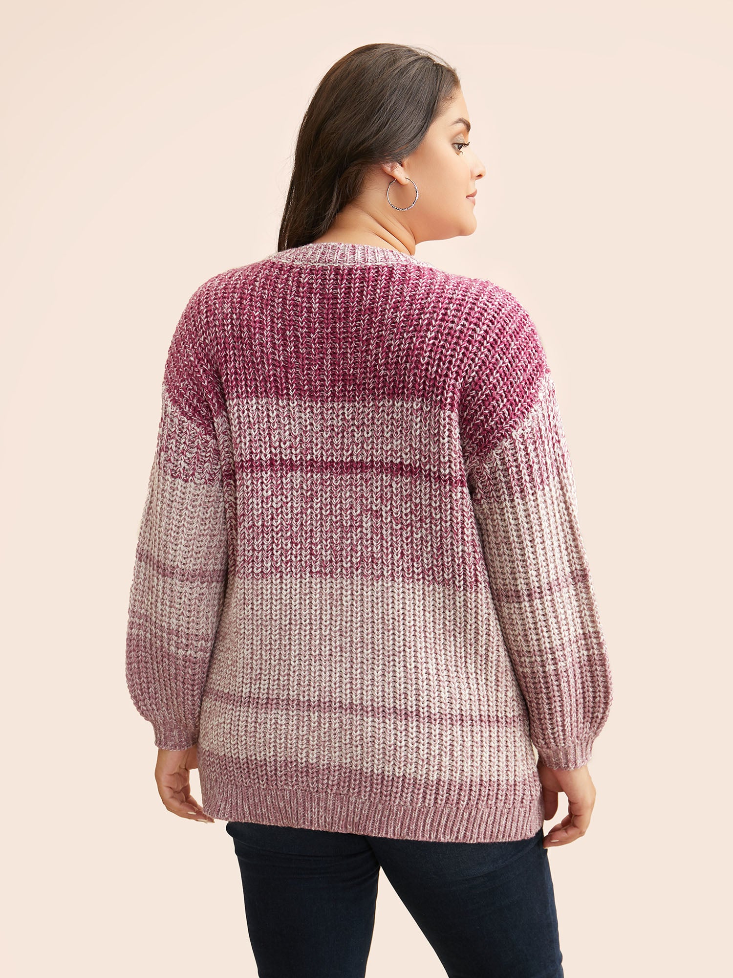 Colorblock Contrast Puff Sleeve Pullover - Image 2