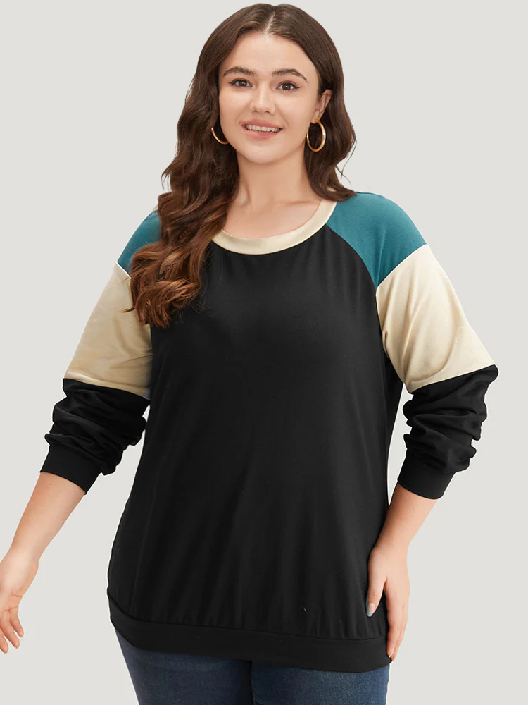 Colorblock Contrast Raglan Sleeve Sweatshirt - Image 3