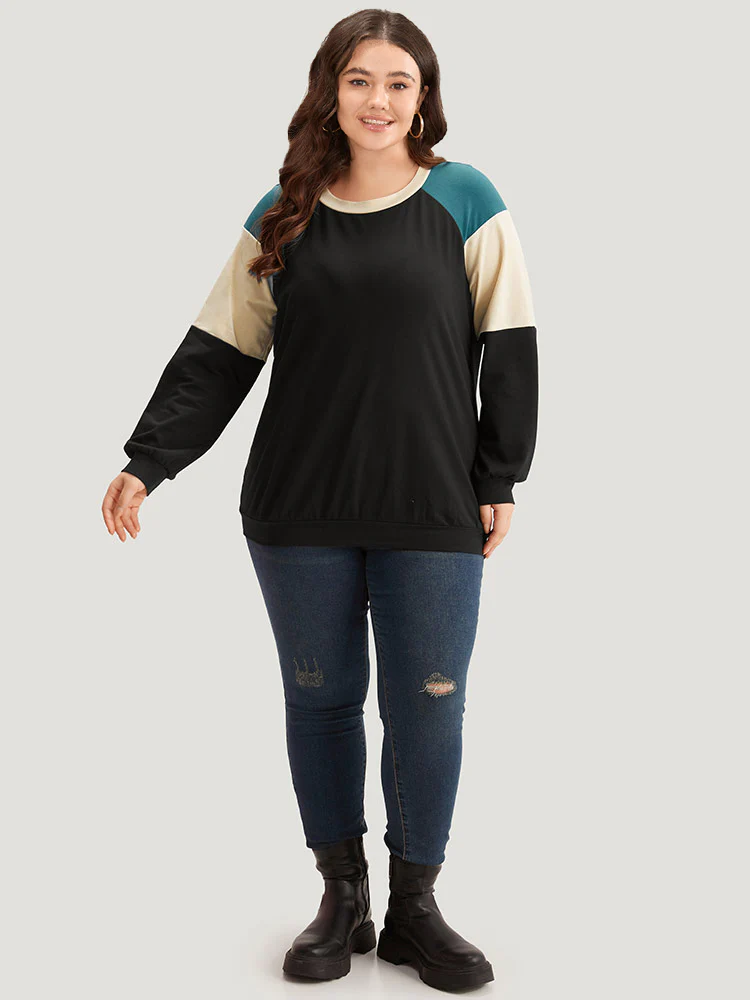 Colorblock Contrast Raglan Sleeve Sweatshirt - Image 4