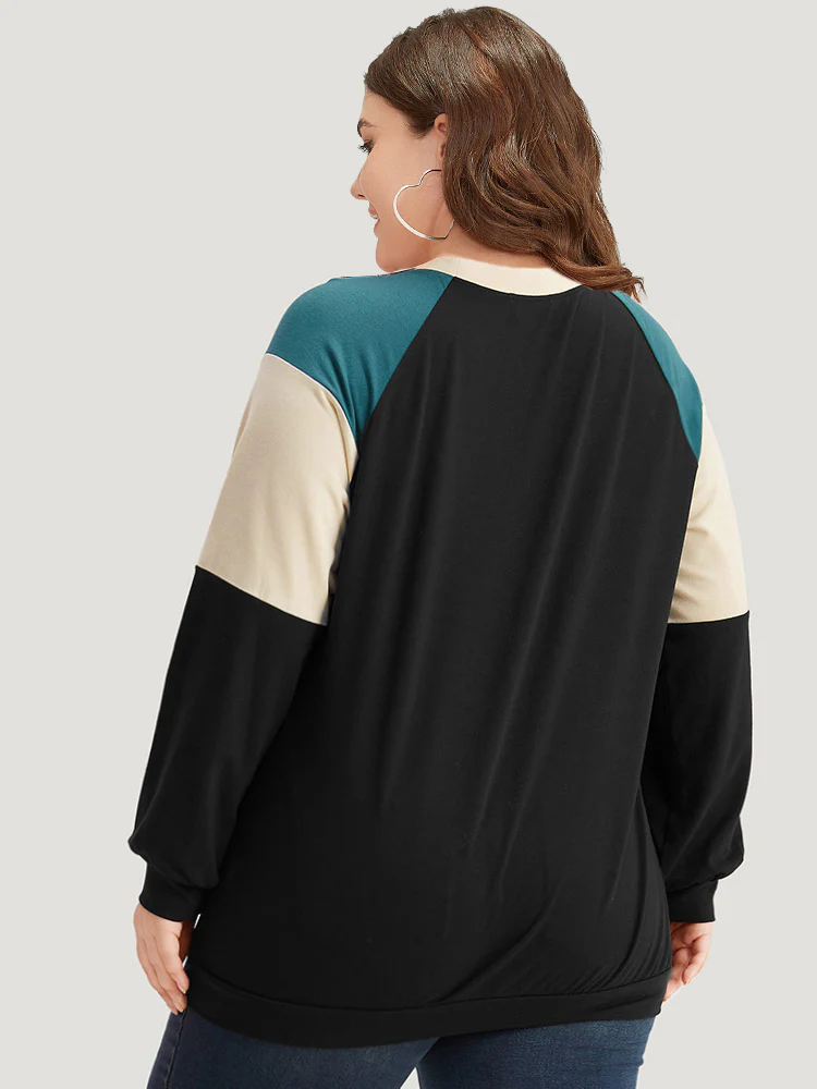 Colorblock Contrast Raglan Sleeve Sweatshirt - Image 5