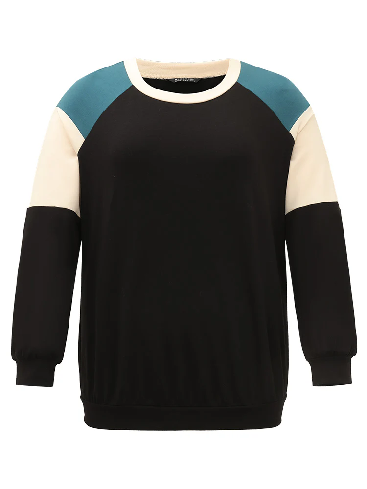 Colorblock Contrast Raglan Sleeve Sweatshirt - Image 8