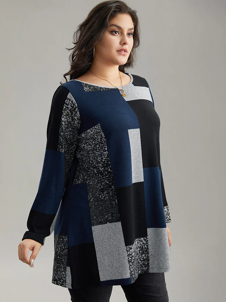 Colorblock Contrast Round Neck T-shirt - Image 10