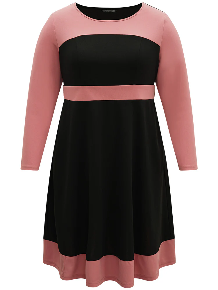 Colorblock Contrast Ruffle Hem Dress - Image 5
