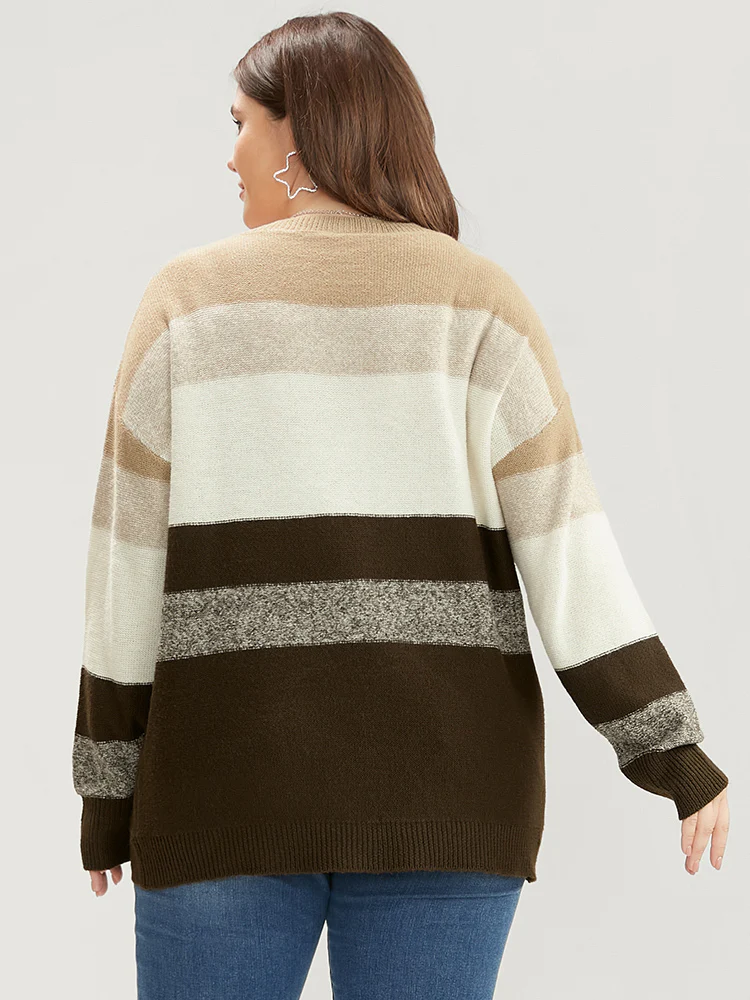 Colorblock Contrast Soft Sexy Yarn Knit Fluffy Knit Top - Image 5