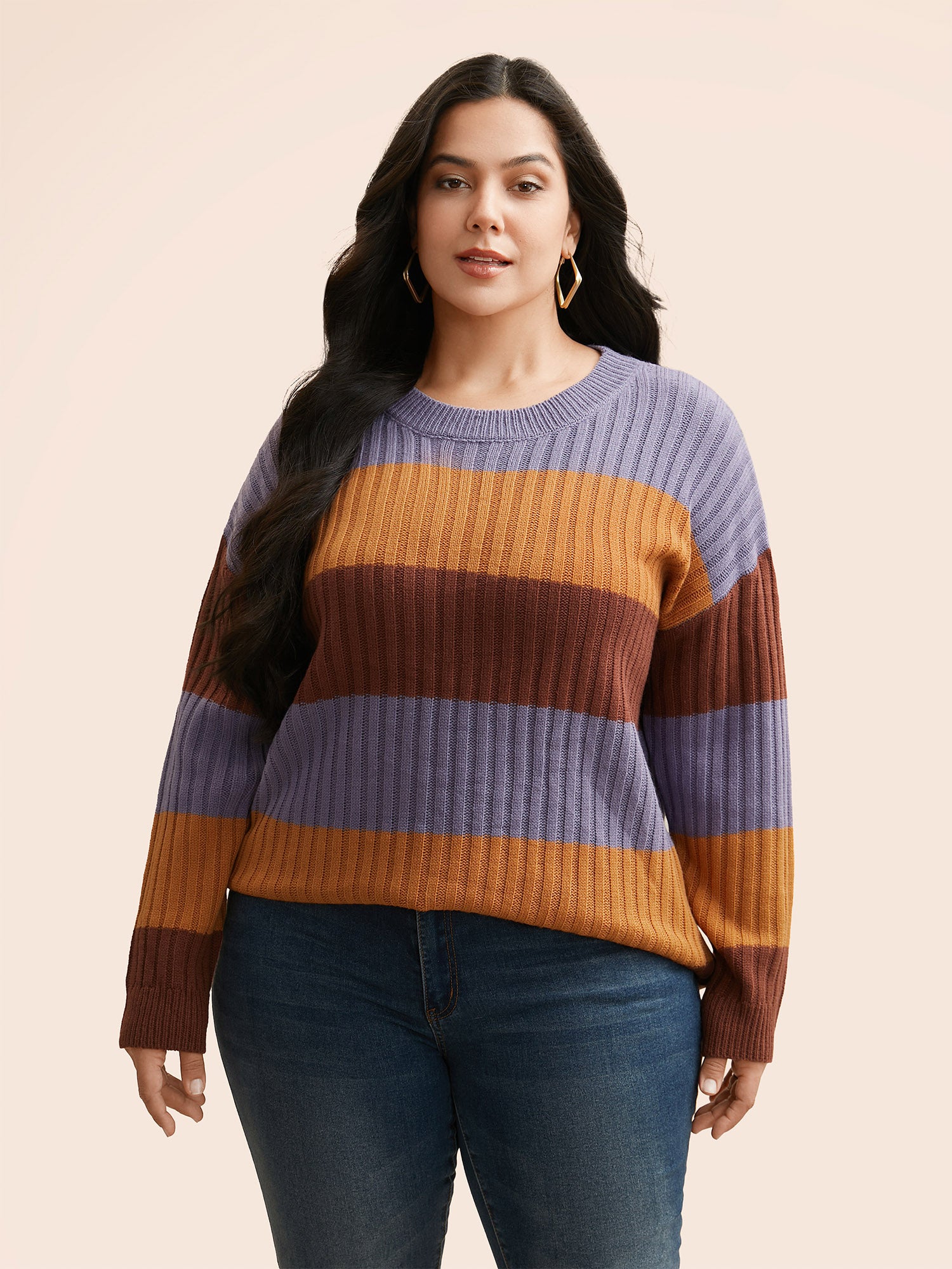 Colorblock Contrast Split Hem Pullover - Image 4