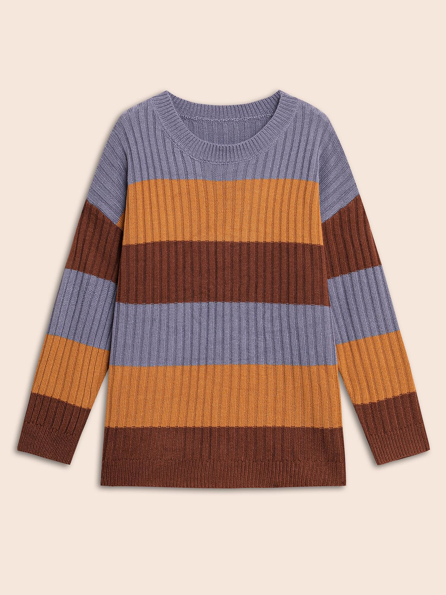 Colorblock Contrast Split Hem Pullover - Image 8