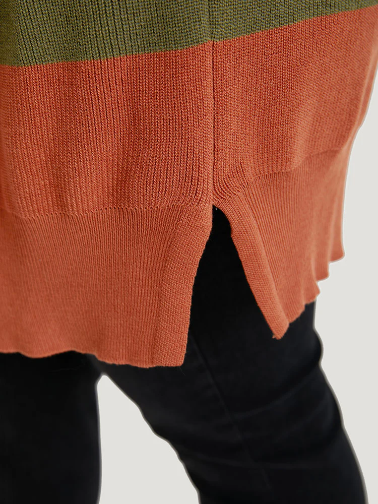 Colorblock Contrast Split Side Cardigan - Image 10