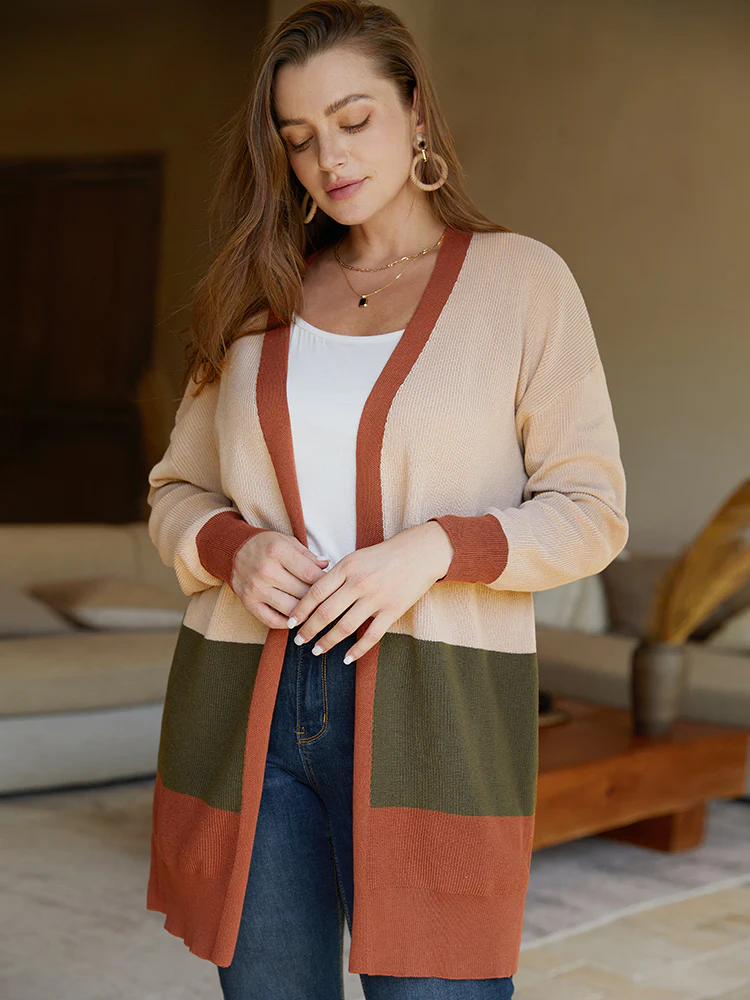 Colorblock Contrast Split Side Cardigan - Image 3