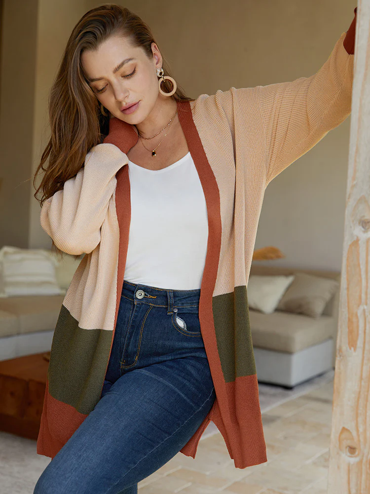 Colorblock Contrast Split Side Cardigan - Image 4