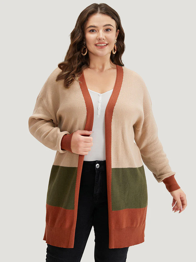 Colorblock Contrast Split Side Cardigan - Image 5