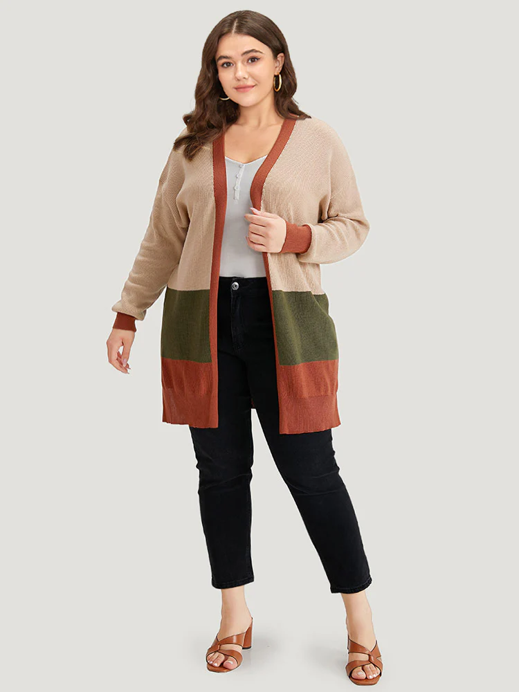 Colorblock Contrast Split Side Cardigan - Image 6