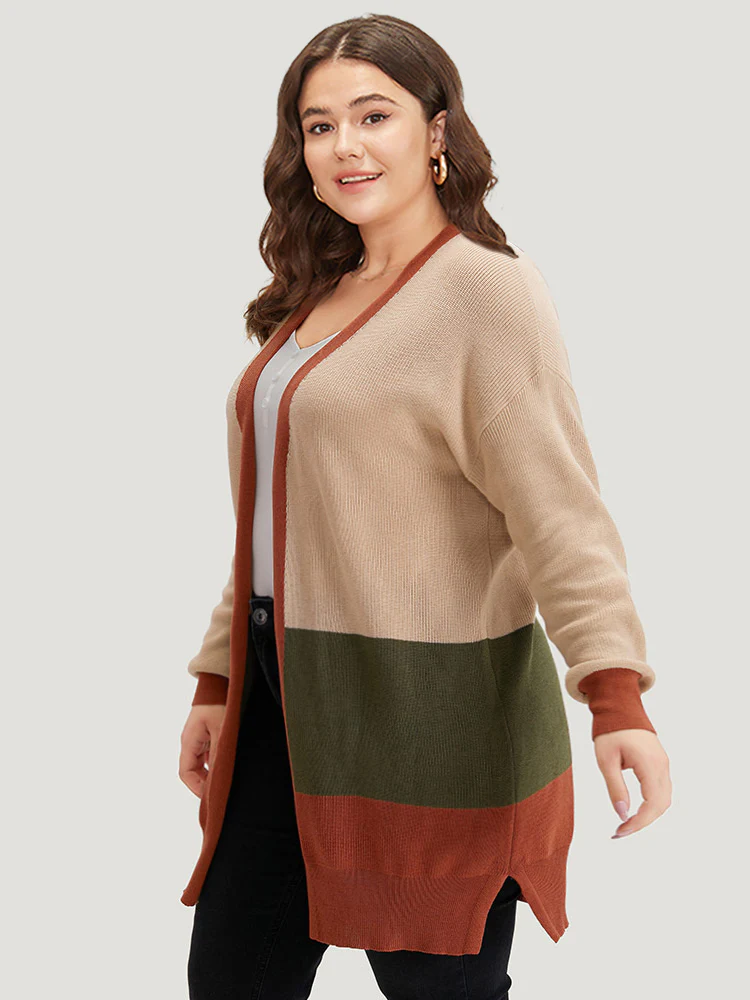 Colorblock Contrast Split Side Cardigan - Image 7