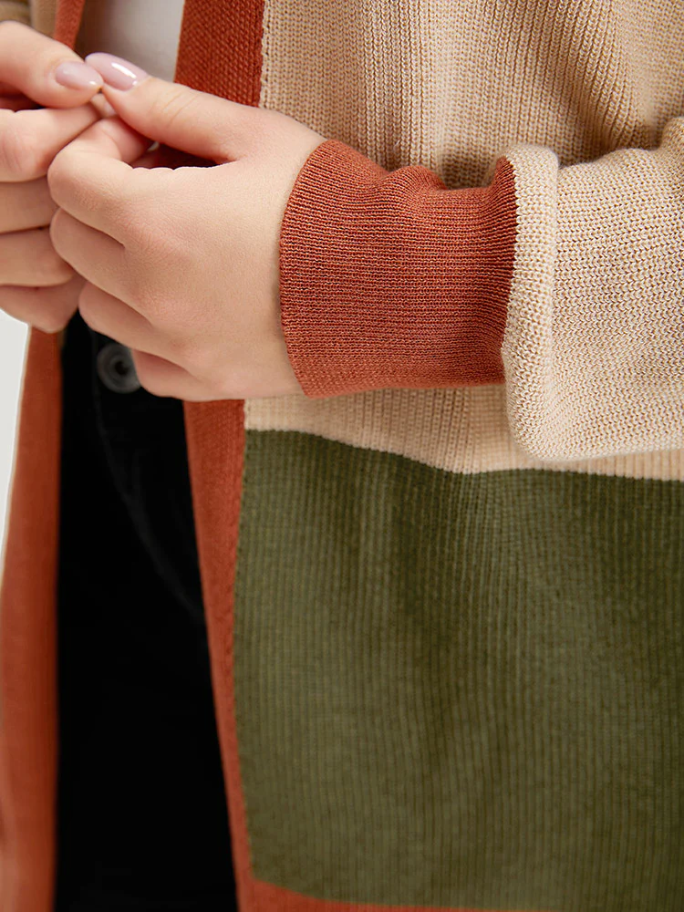 Colorblock Contrast Split Side Cardigan - Image 8