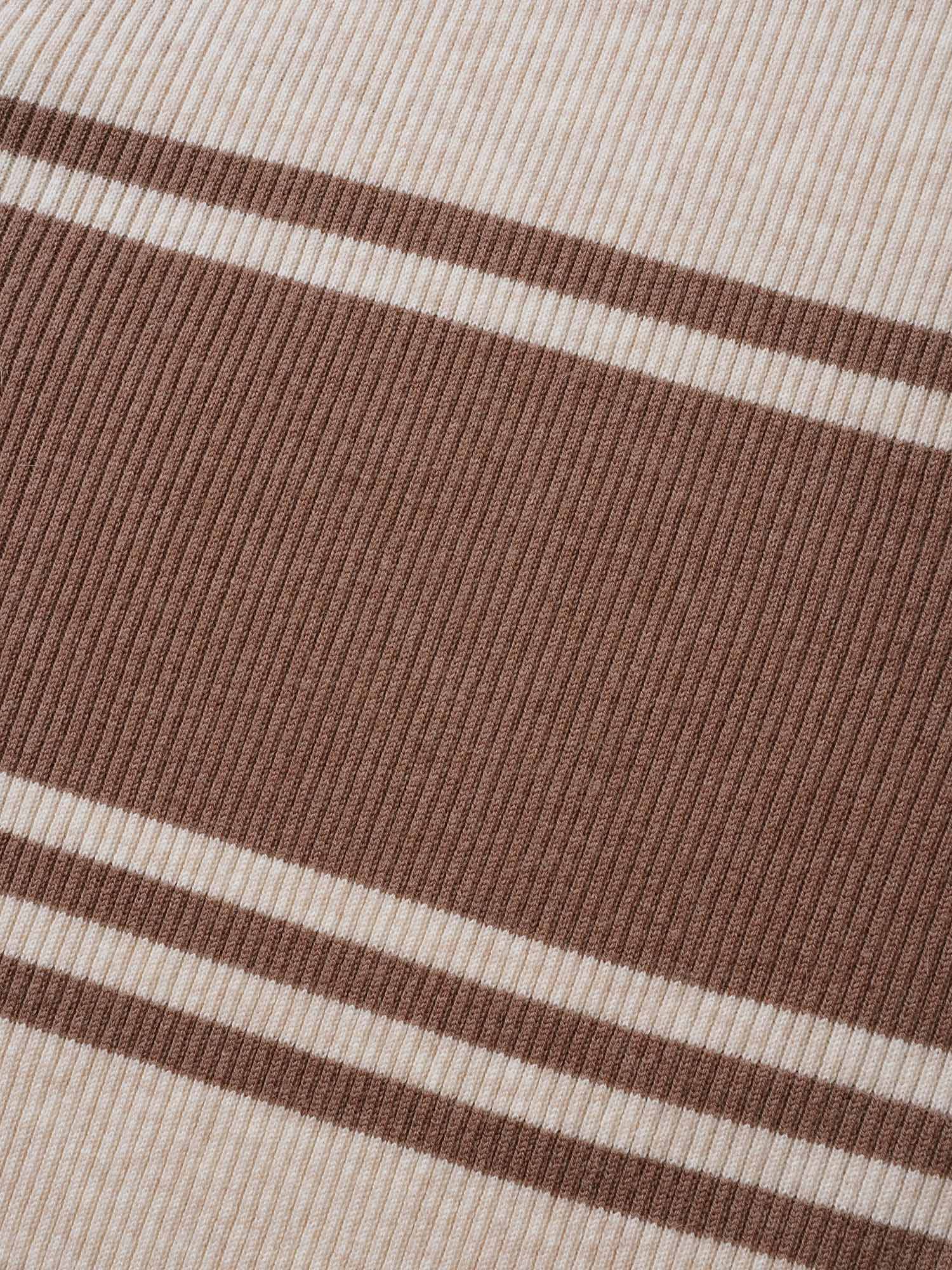 Colorblock Contrast Striped Polo Neck Pullover - Image 7