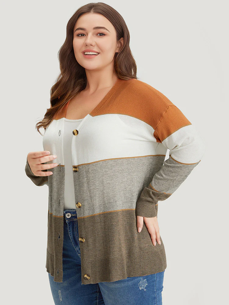 Supersoft Essentials Colorblock Contrast Button Up Lightweight Cardigan - Image 4