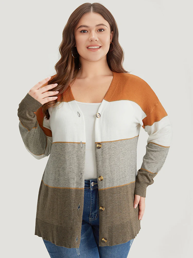Supersoft Essentials Colorblock Contrast Button Up Lightweight Cardigan - Image 5