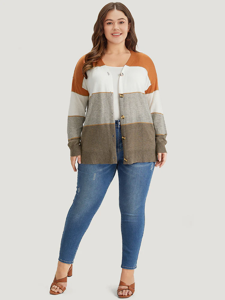 Supersoft Essentials Colorblock Contrast Button Up Lightweight Cardigan - Image 6