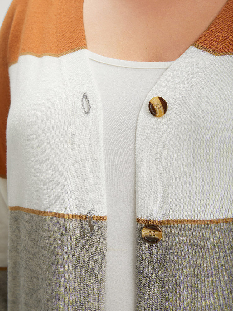 Supersoft Essentials Colorblock Contrast Button Up Lightweight Cardigan - Image 7