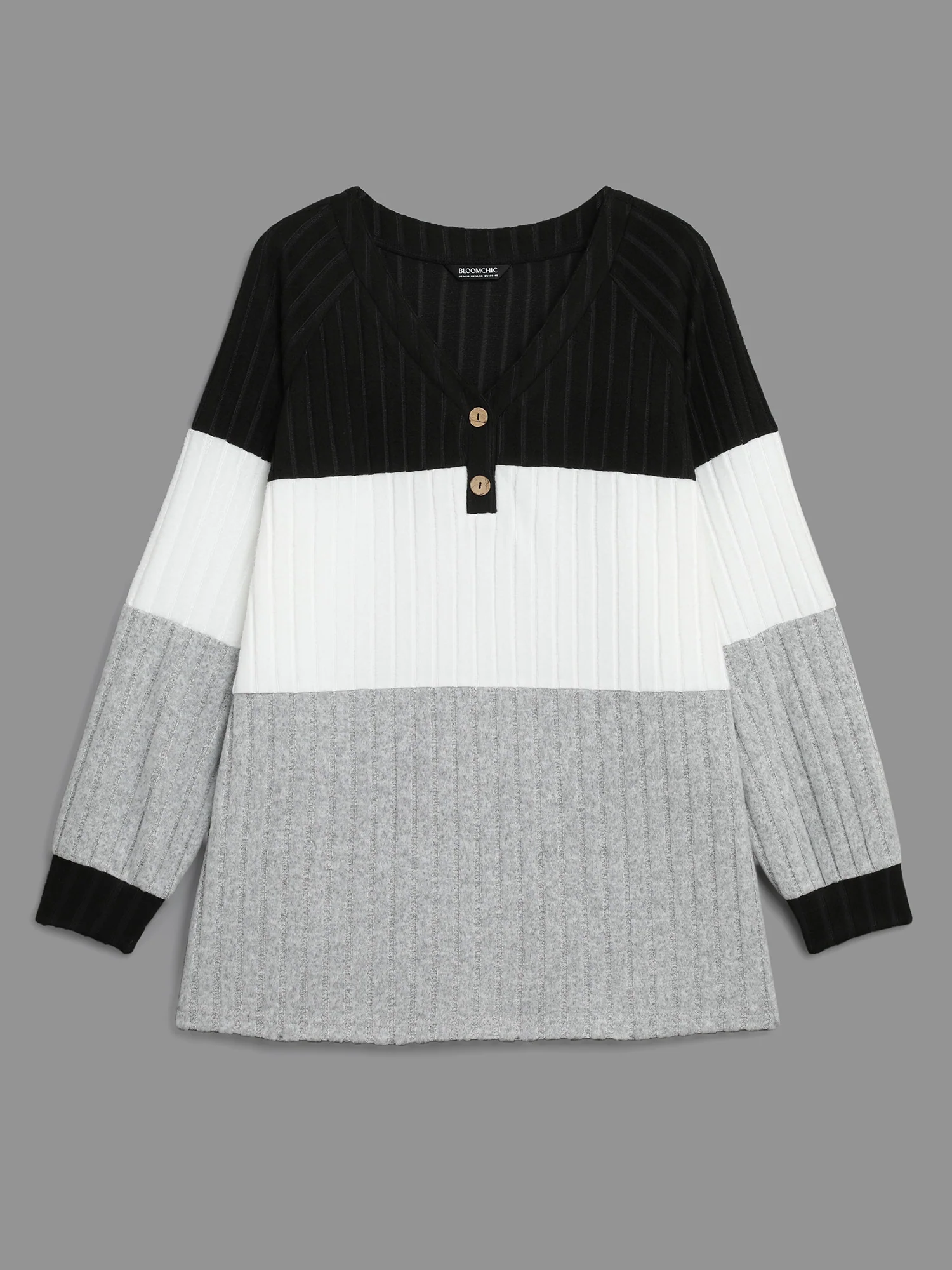 Colorblock Contrast Texture Pit Strip T-shirt - Image 8