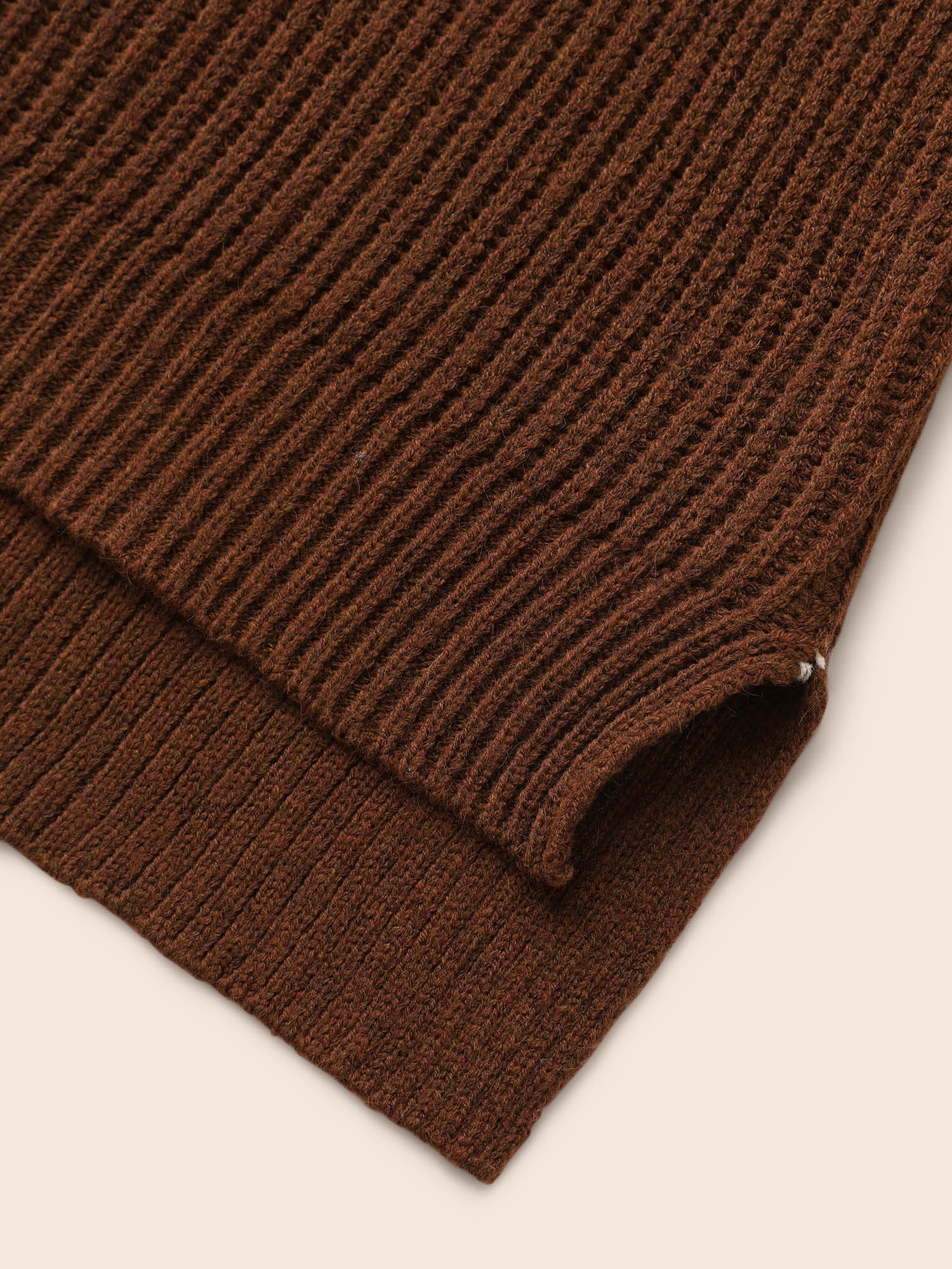 Colorblock Contrast Texture Slit Hem Pullover - Image 6