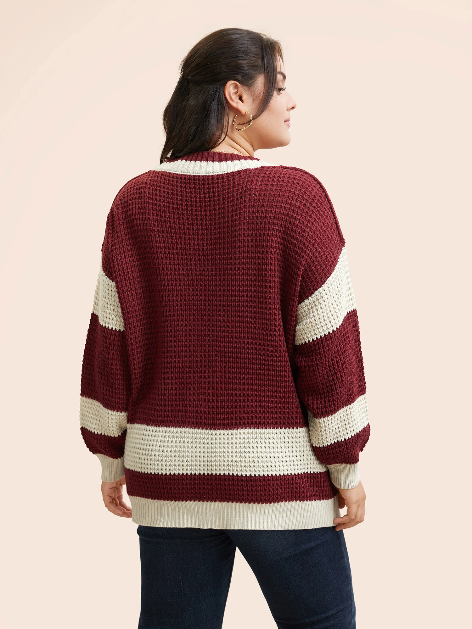 Colorblock Contrast Textured Patched Pocket Cardigan - Image 2