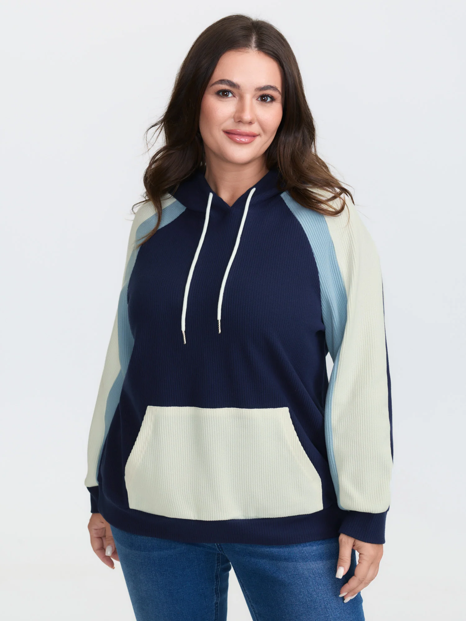 Colorblock Cozy Raglan Sleeve Hoodie - Image 2