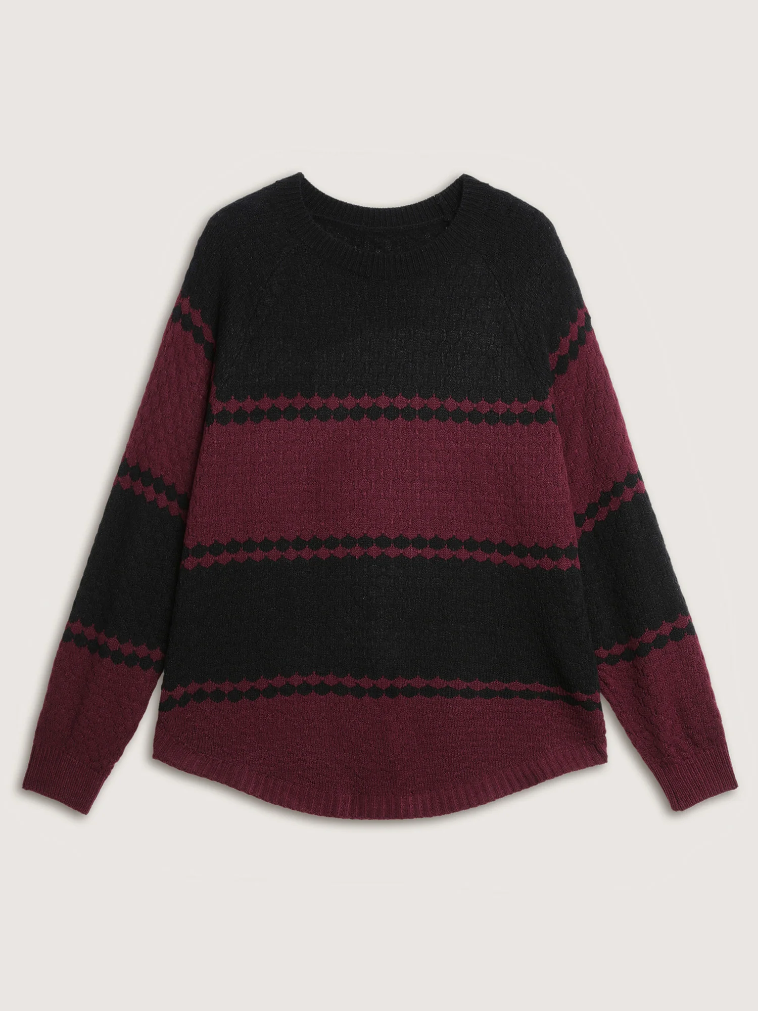 Colorblock Curvy Hem Textured Pullover - Image 6