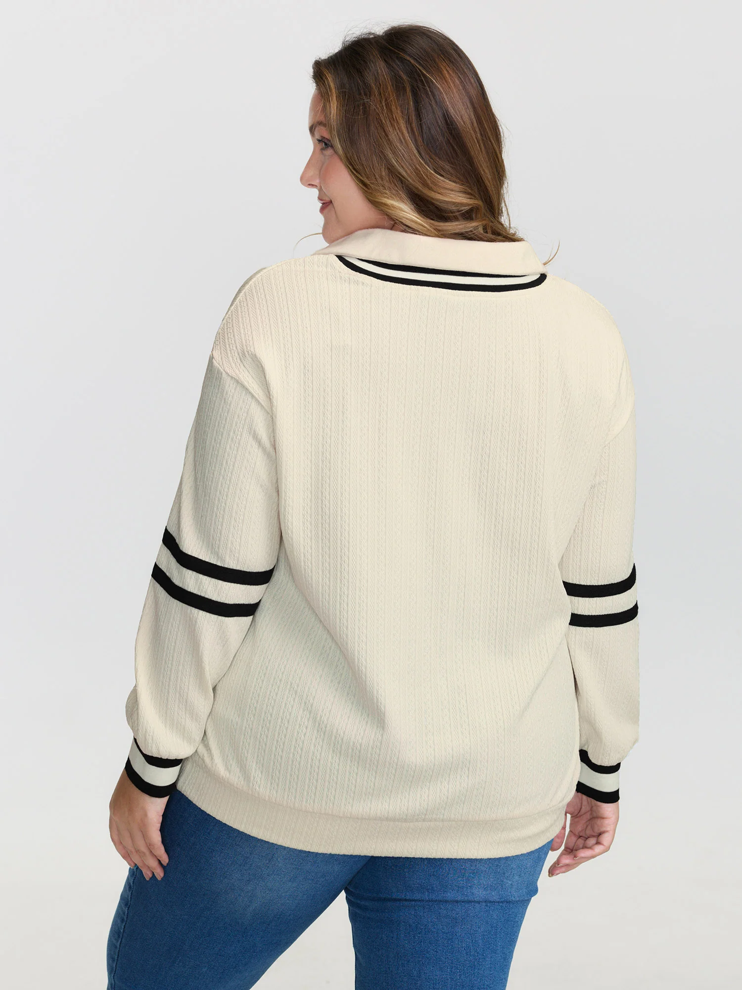 Colorblock Embroidery Zipper Sweatshirt - Image 4