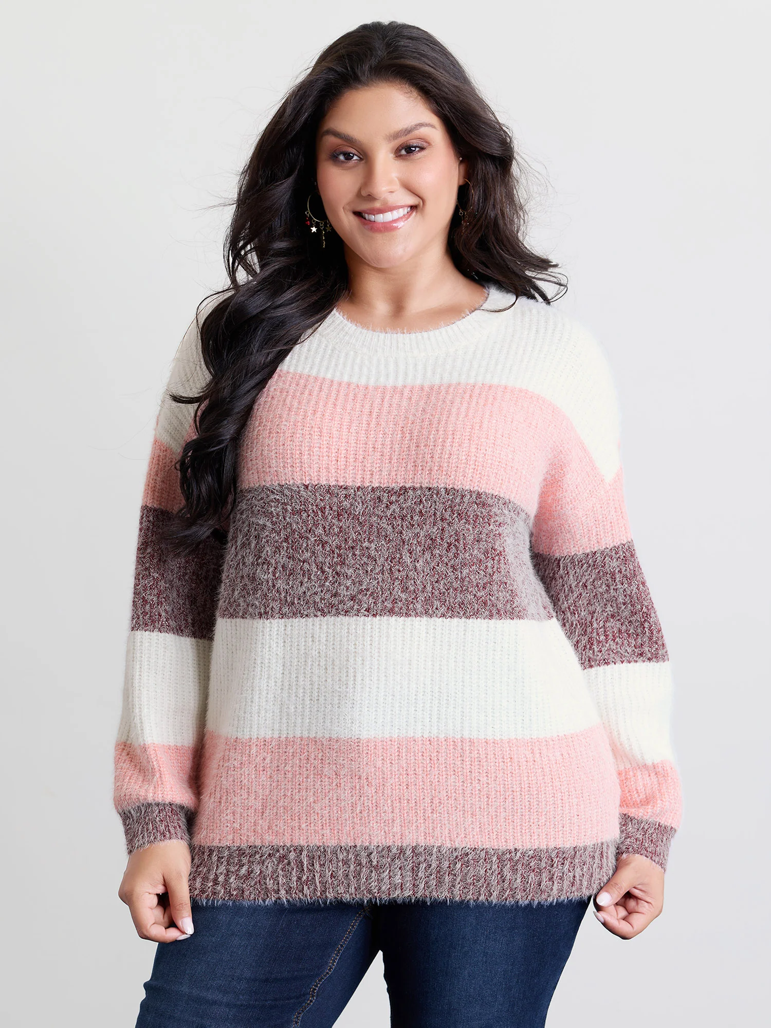 Colorblock Faux Mink Fur Pullover - Image 2