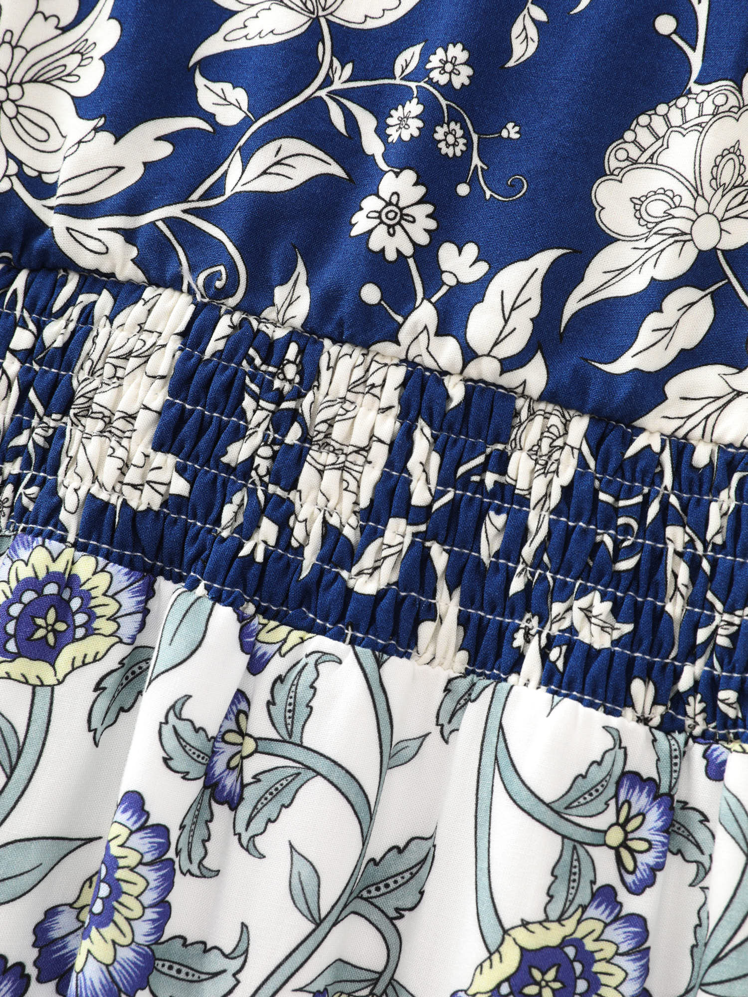 Colorblock Floral Print Tiered Maxi Dress - Image 5