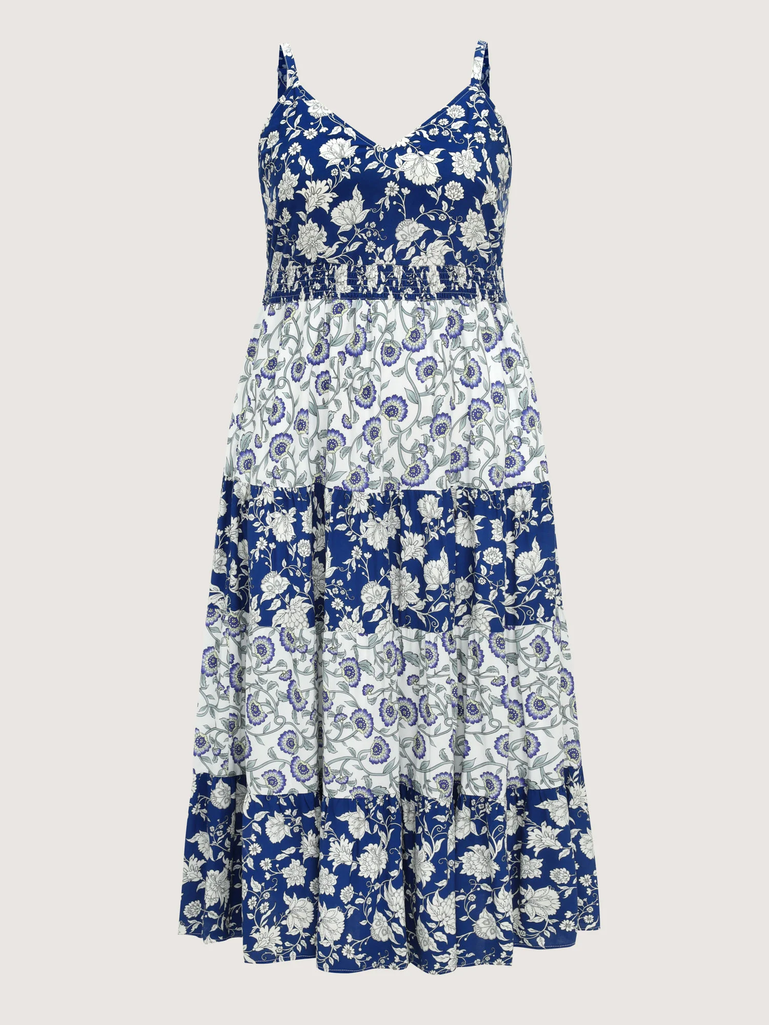 Colorblock Floral Print Tiered Maxi Dress - Image 7