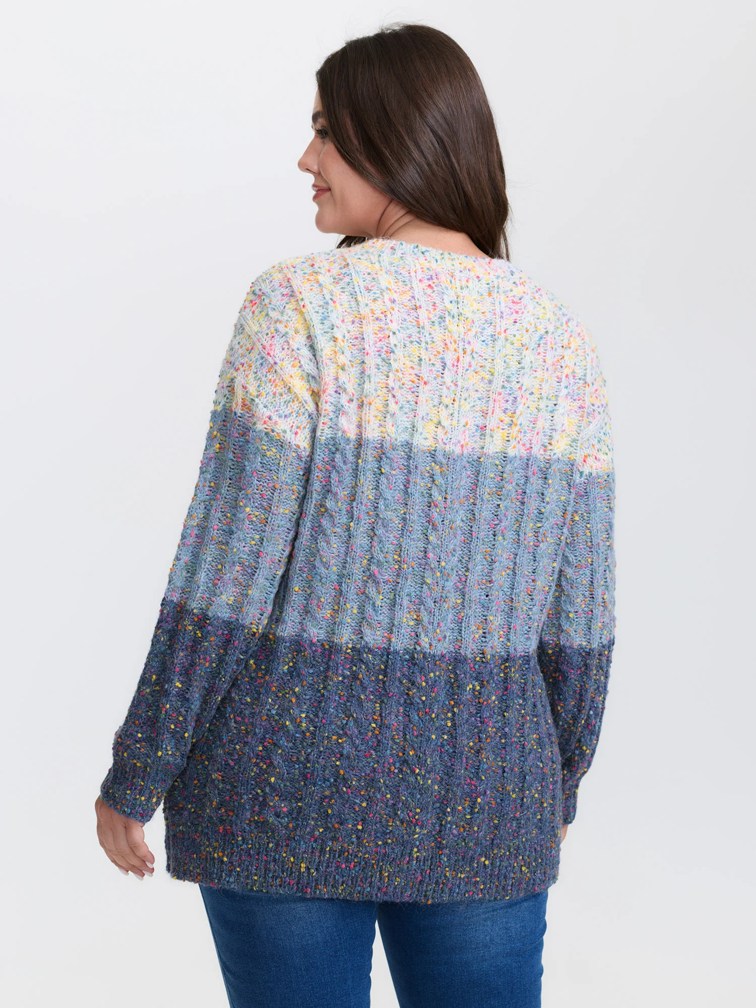 Colorblock Heather Round Neck Pullover - Image 5
