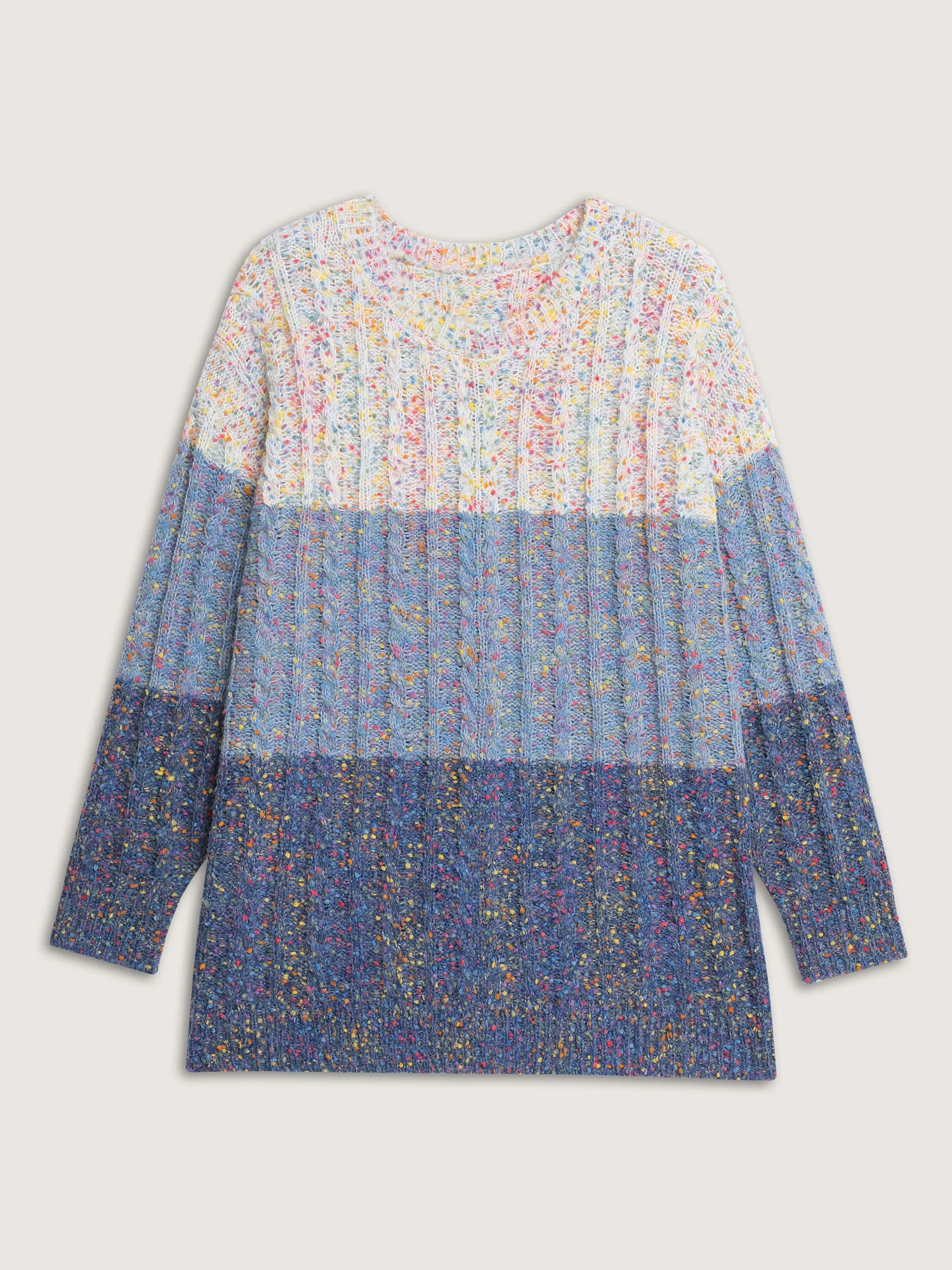 Colorblock Heather Round Neck Pullover - Image 6