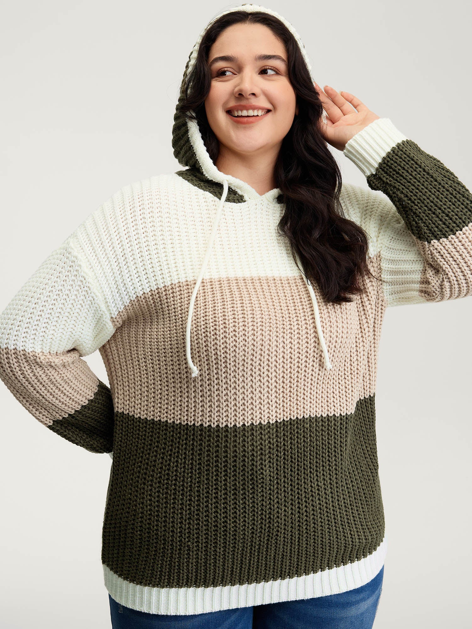 Colorblock Hooded Textured Pullover - Image 2