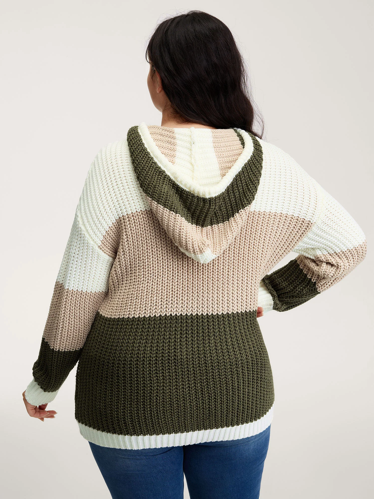 Colorblock Hooded Textured Pullover - Image 4