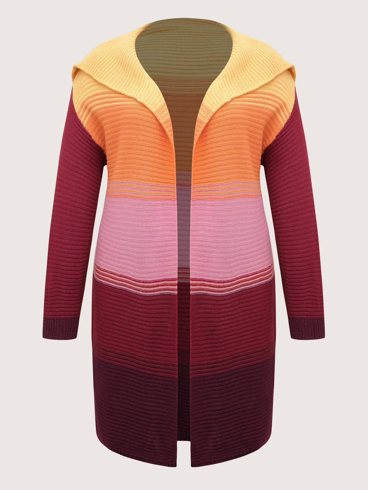Colorblock Lapel Collar Knit Cardigan - Image 7