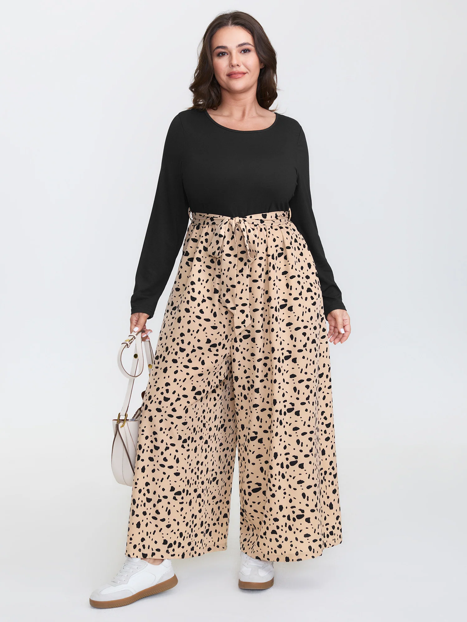 Colorblock Leopard Print Belted Jumpsuit - Image 3