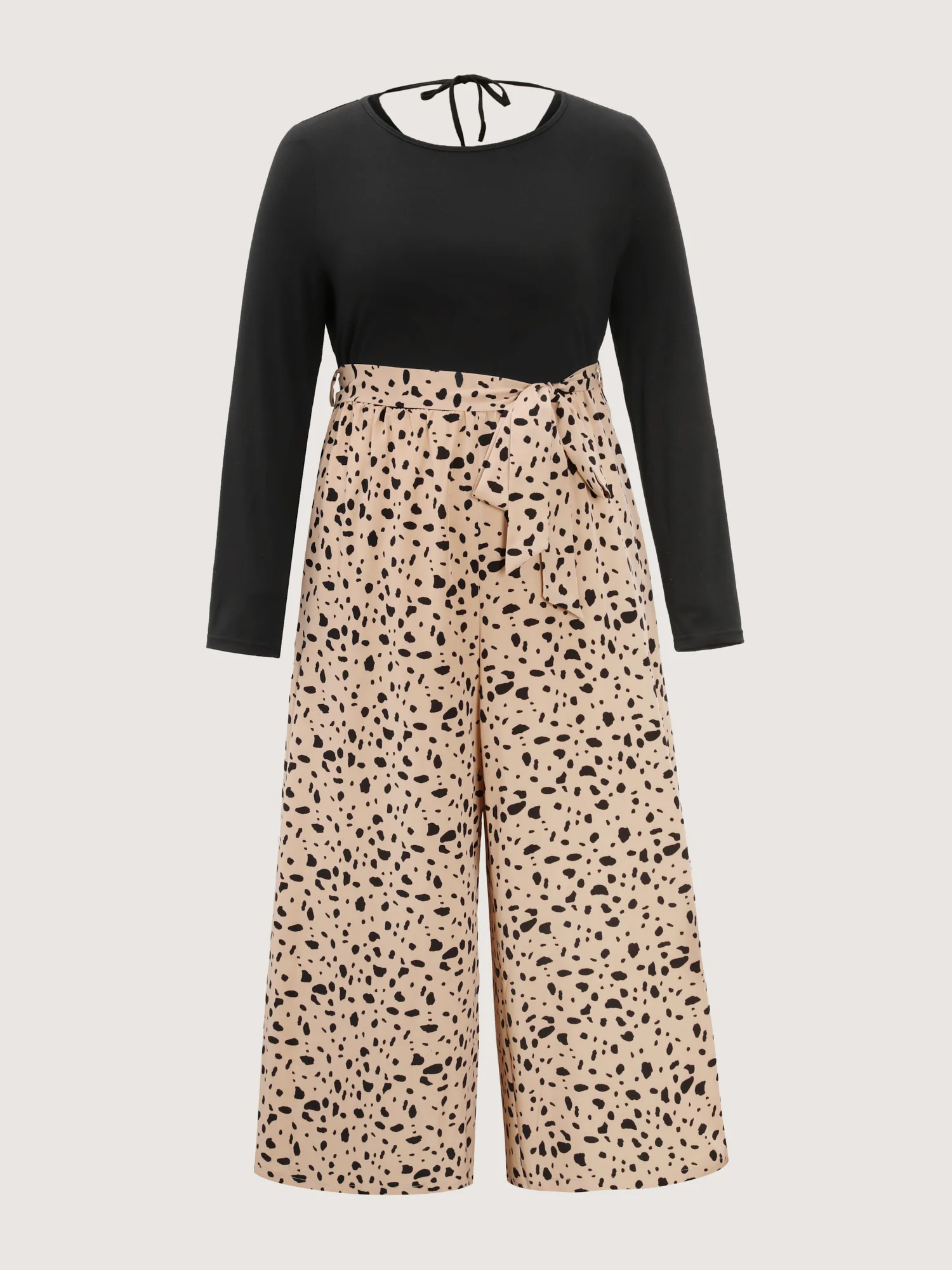 Colorblock Leopard Print Belted Jumpsuit - Image 8