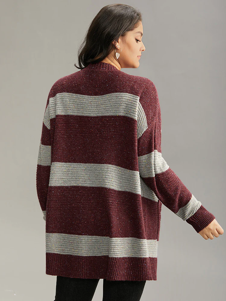 Colorblock Patched Pocket Open Front Cardigan - Image 2