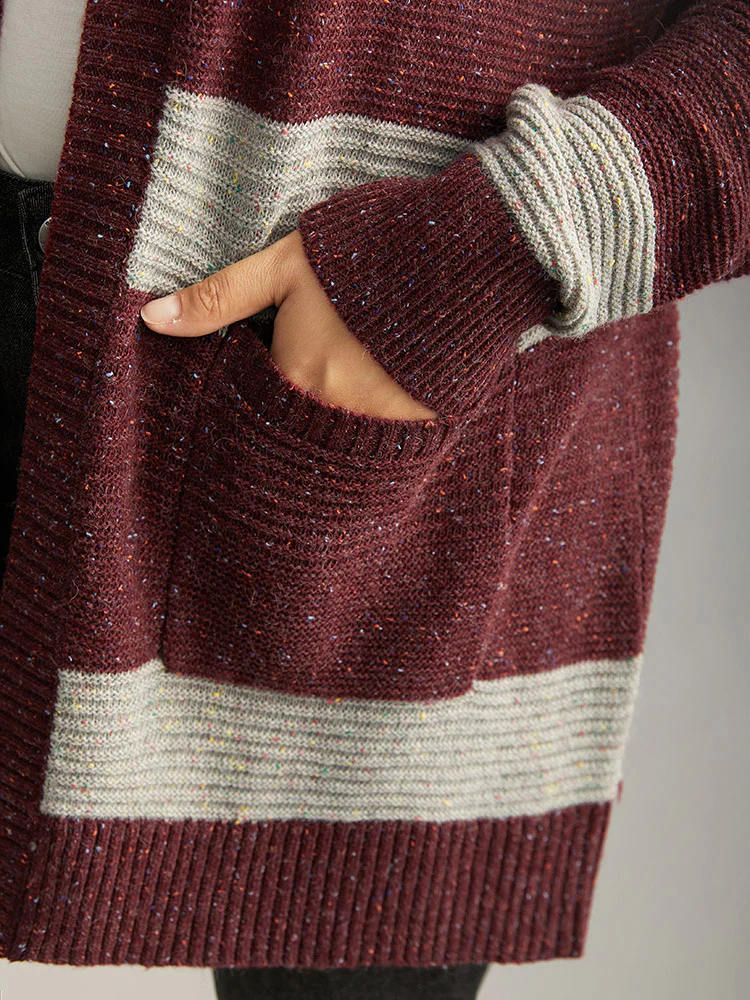 Colorblock Patched Pocket Open Front Cardigan - Image 6