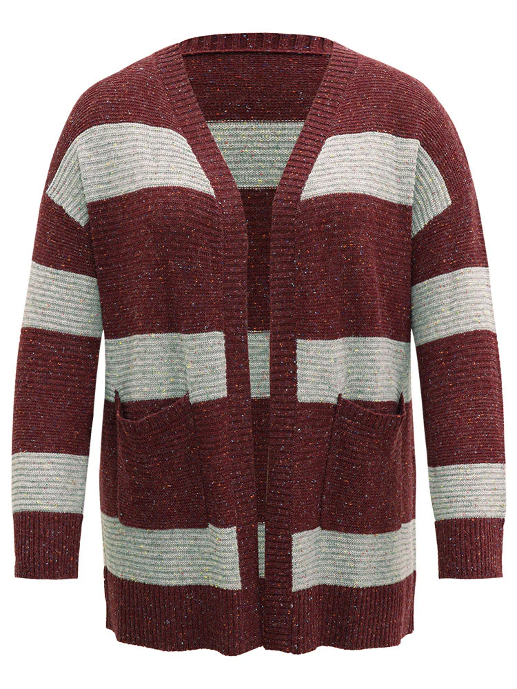 Colorblock Patched Pocket Open Front Cardigan - Image 7