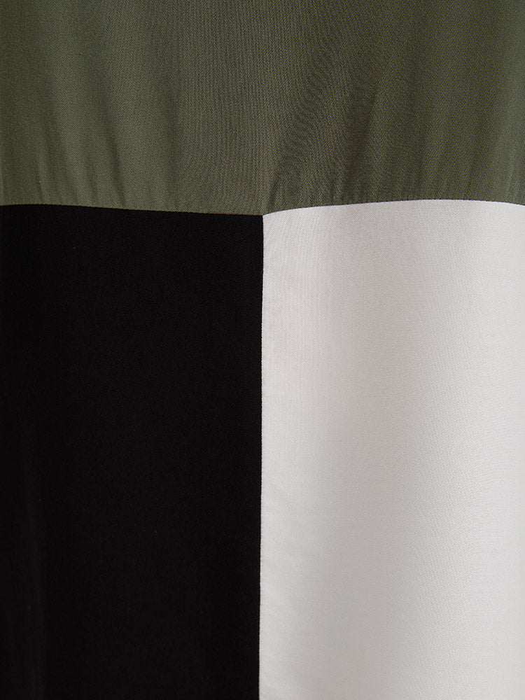 Colorblock Patchwork Flutter Half Sleeve Blouse - Image 8