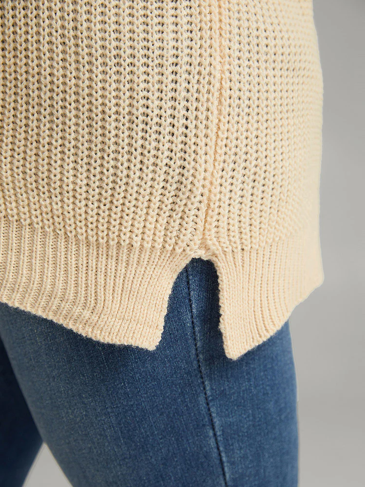 Colorblock Patchwork Split Side Drop Shoulder Pullover - Image 7